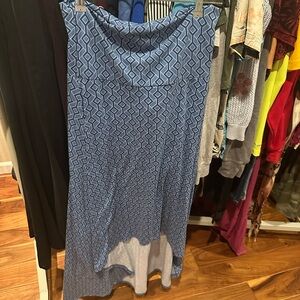 LuLaRoe Blue High Low Dress with Geometric Pattern